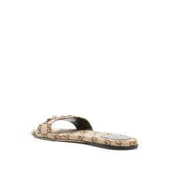 Beige Monogram Horsebit Sandalen