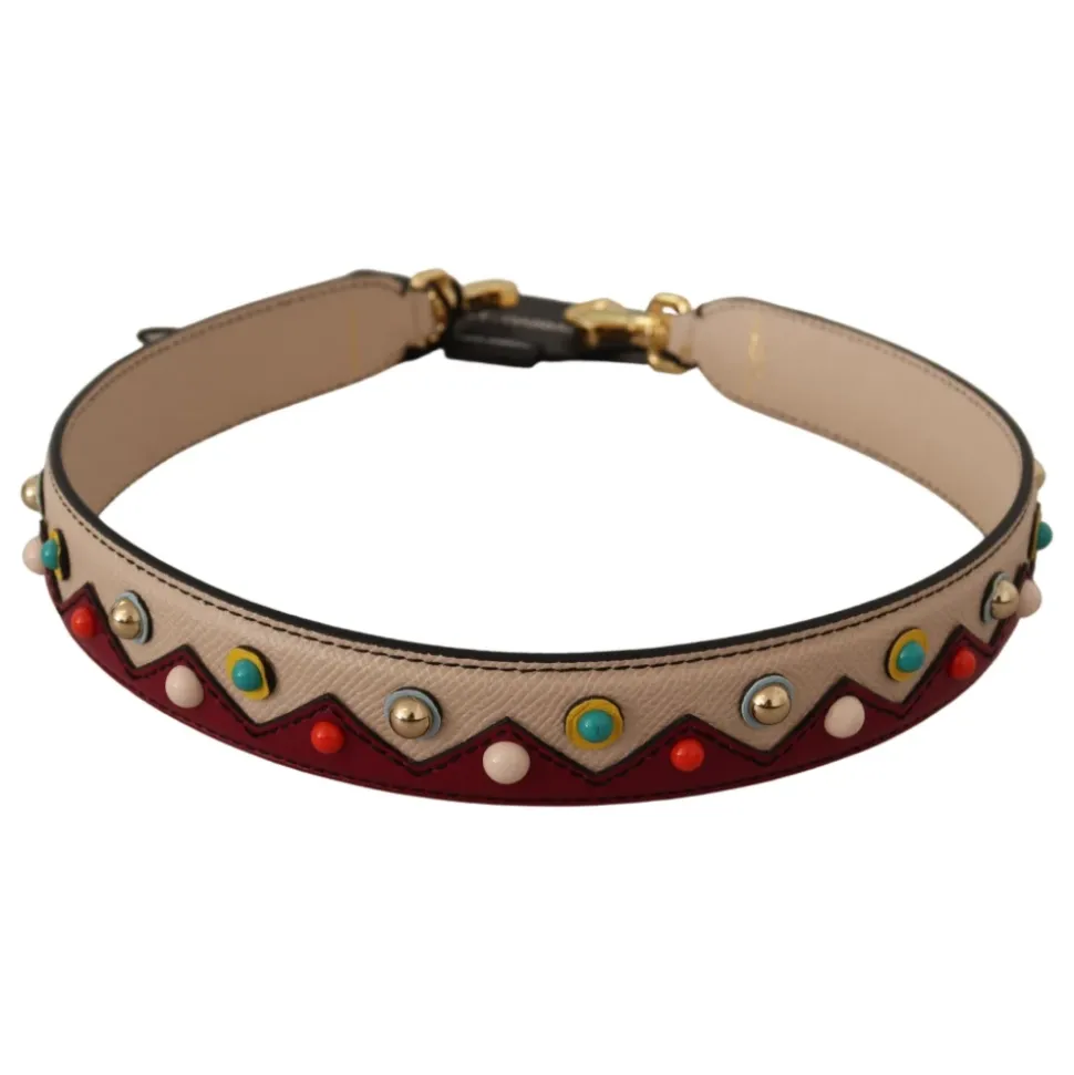 Beige Roter Acryl Leder Handtaschengurt
