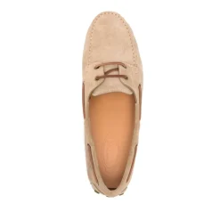 Beige Schnürschuhe mit Nietensohle