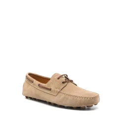 Beige Schnürschuhe mit Nietensohle