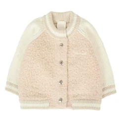 Beige Shearling Bomber Jacket