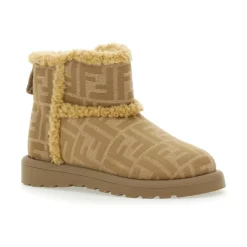 Beige Stiefeletten mit FF-Motiv
