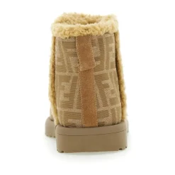 Beige Stiefeletten mit FF-Motiv