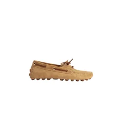 Beige Wildleder Bootsschuhe
