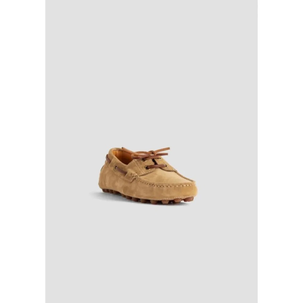 Beige Wildleder Bootsschuhe