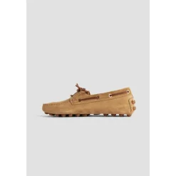 Beige Wildleder Bootsschuhe