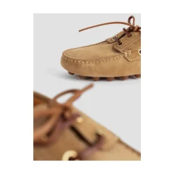 Beige Wildleder Bootsschuhe