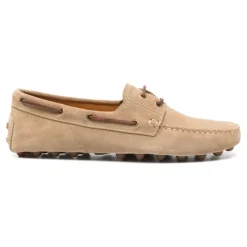 Beige Wildleder Flache Schuhe