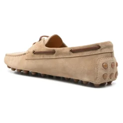Beige Wildleder Flache Schuhe