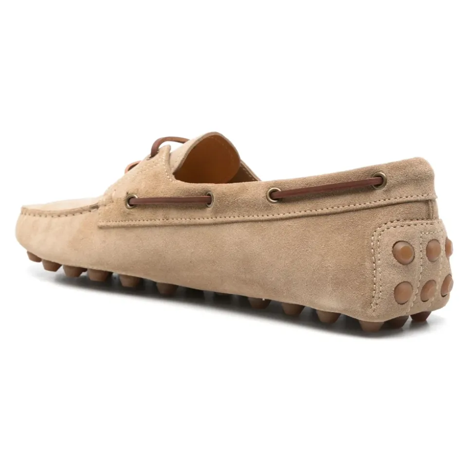 Beige Wildleder Flache Schuhe