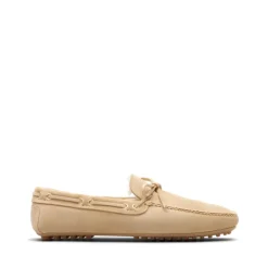 Beige Wildleder Flache Schuhe mit Schleife