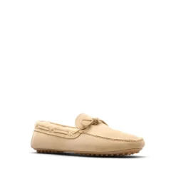 Beige Wildleder Flache Schuhe mit Schleife