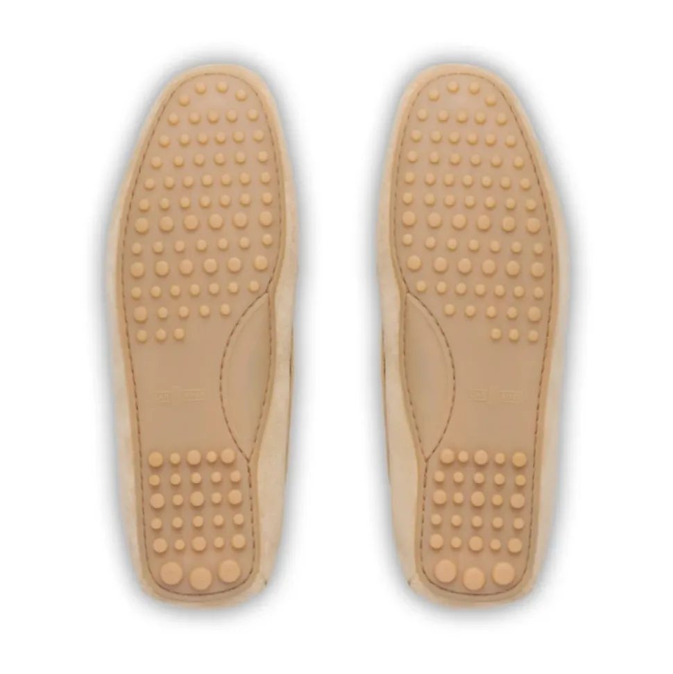 Beige Wildleder Flache Schuhe mit Schleife