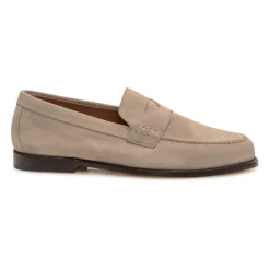 Beige Wildleder Loafers mit Gummisohle