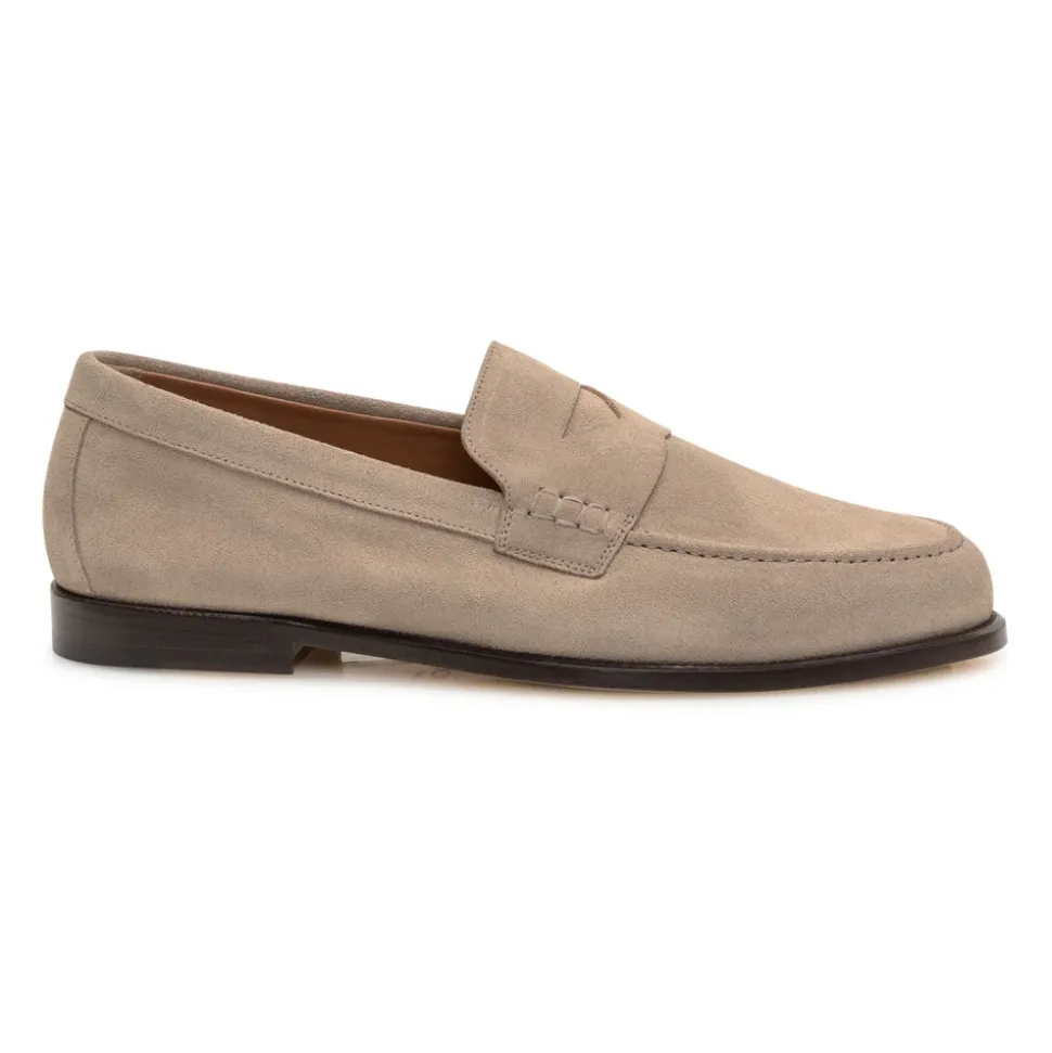 Beige Wildleder Loafers mit Gummisohle