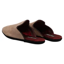 Beige Wildleder Slides Flache Schuhe