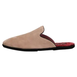 Beige Wildleder Slides Flache Schuhe