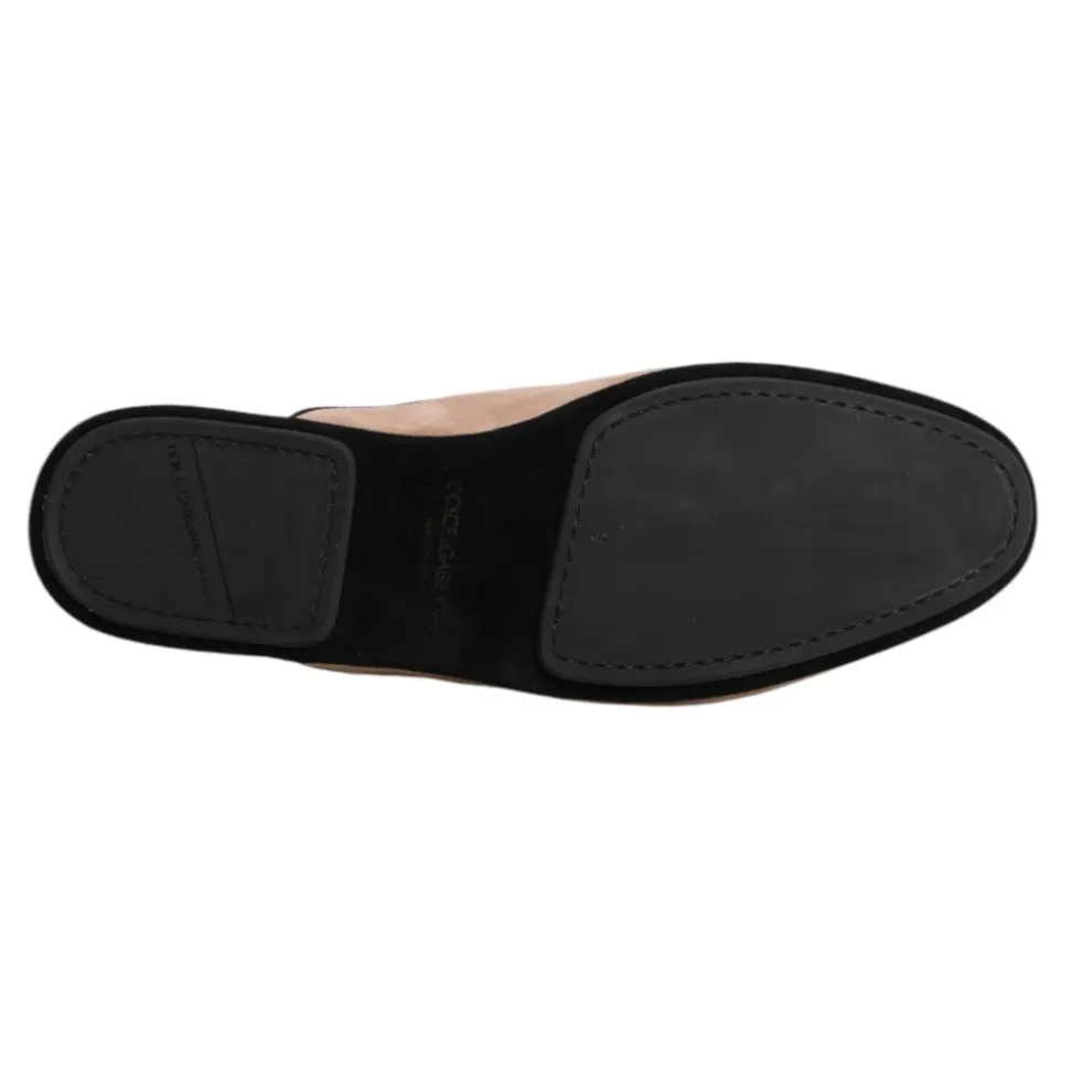 Beige Wildleder Slides Flache Schuhe