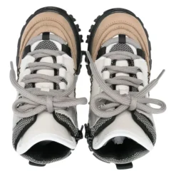 Beige/Graue Kinder Leder Stiefeletten