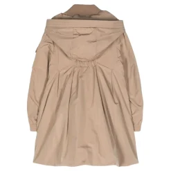 Beiger langer Twill-Polyester-Mantel