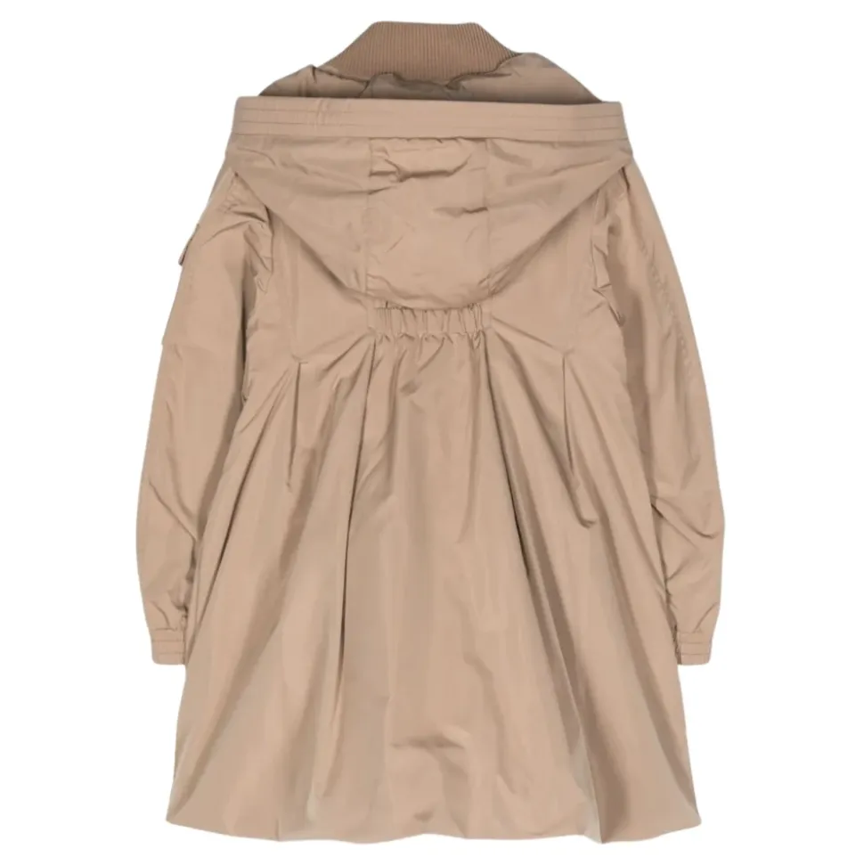 Beiger langer Twill-Polyester-Mantel
