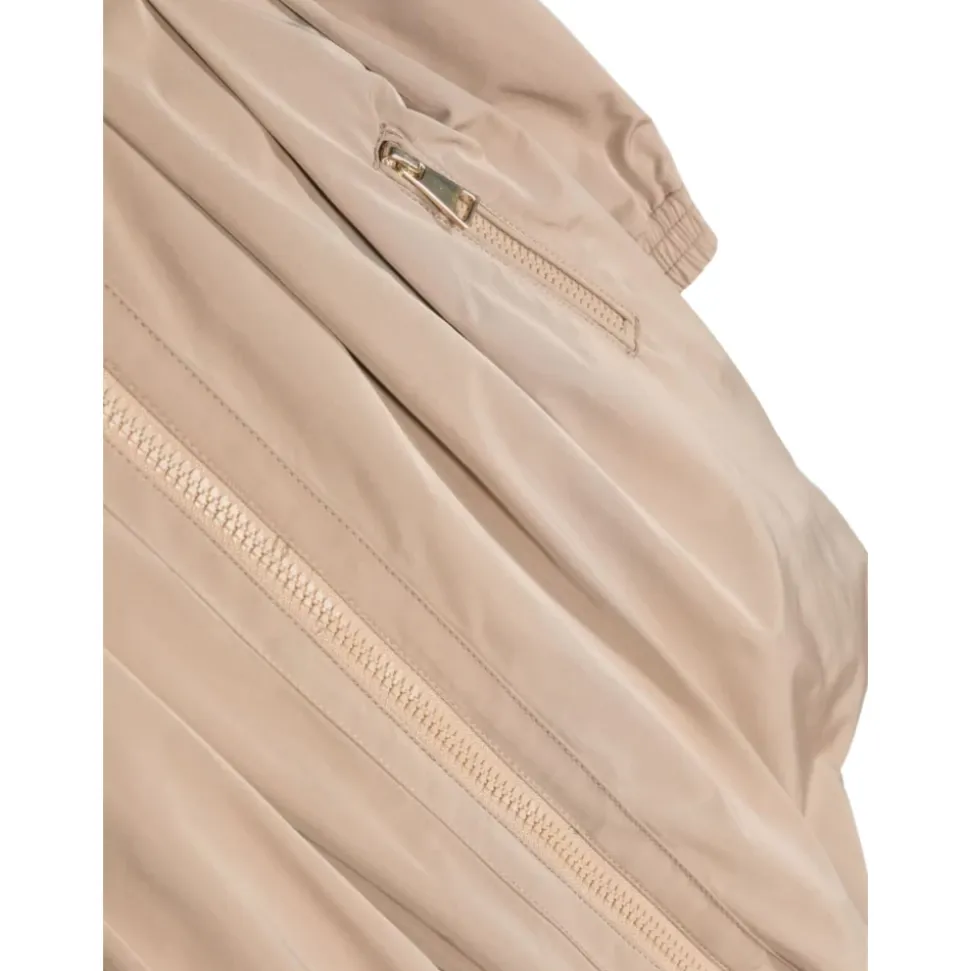 Beiger langer Twill-Polyester-Mantel