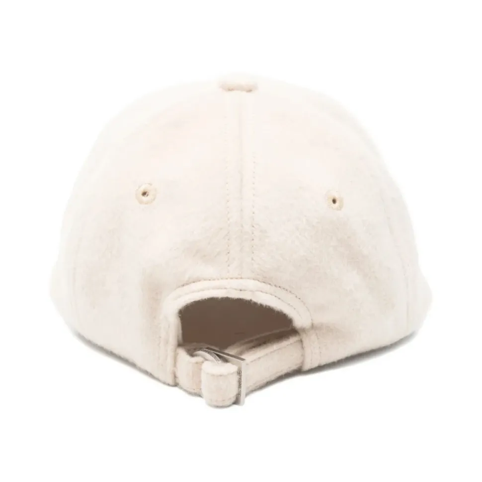 Beiger Wollfilz bestickter Logo Hut