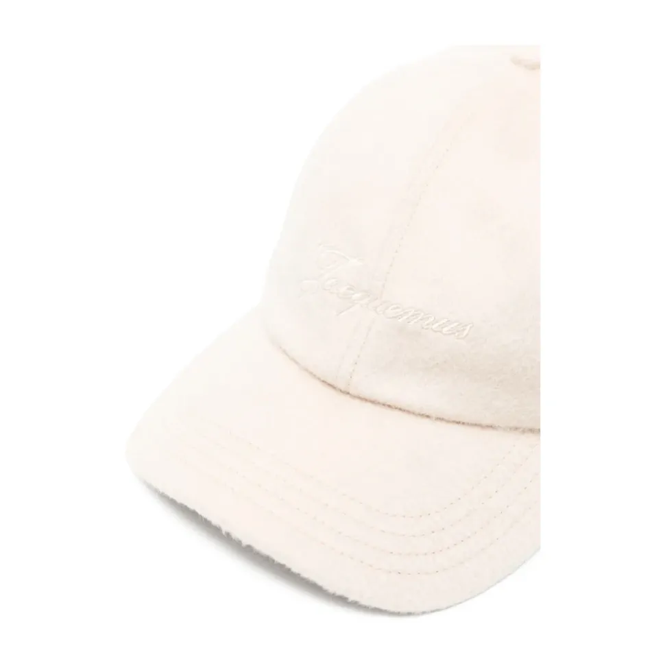 Beiger Wollfilz bestickter Logo Hut