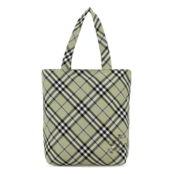 Bestickte Canvas Check Shopping Bag