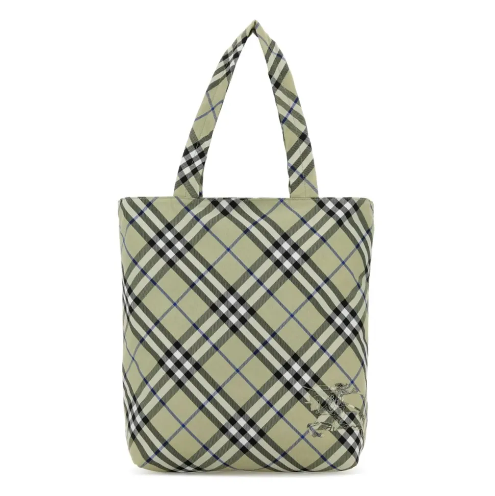 Bestickte Canvas Check Shopping Bag