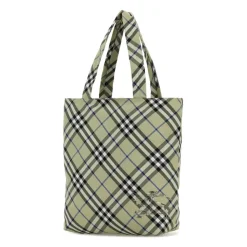 Bestickte Canvas Check Shopping Bag