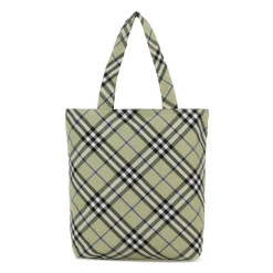 Bestickte Canvas Check Shopping Bag