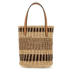Bestickte Raffia Bucket Bag