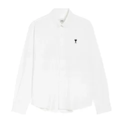 Besticktes Logo Weißes Button-Front Hemd