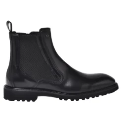 Black leather ankle boots
