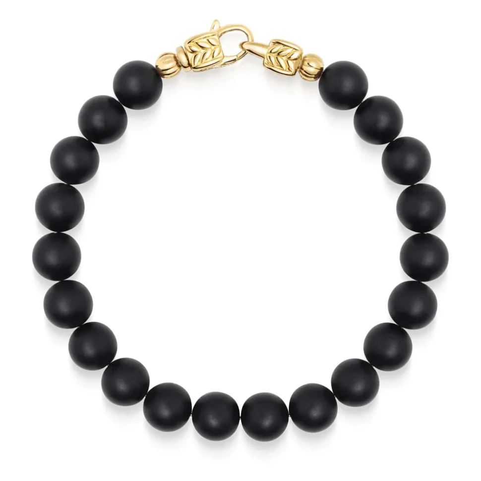 Black Onyx Healing Bracelet with Gold Lock