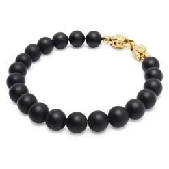 Black Onyx Healing Bracelet with Gold Lock