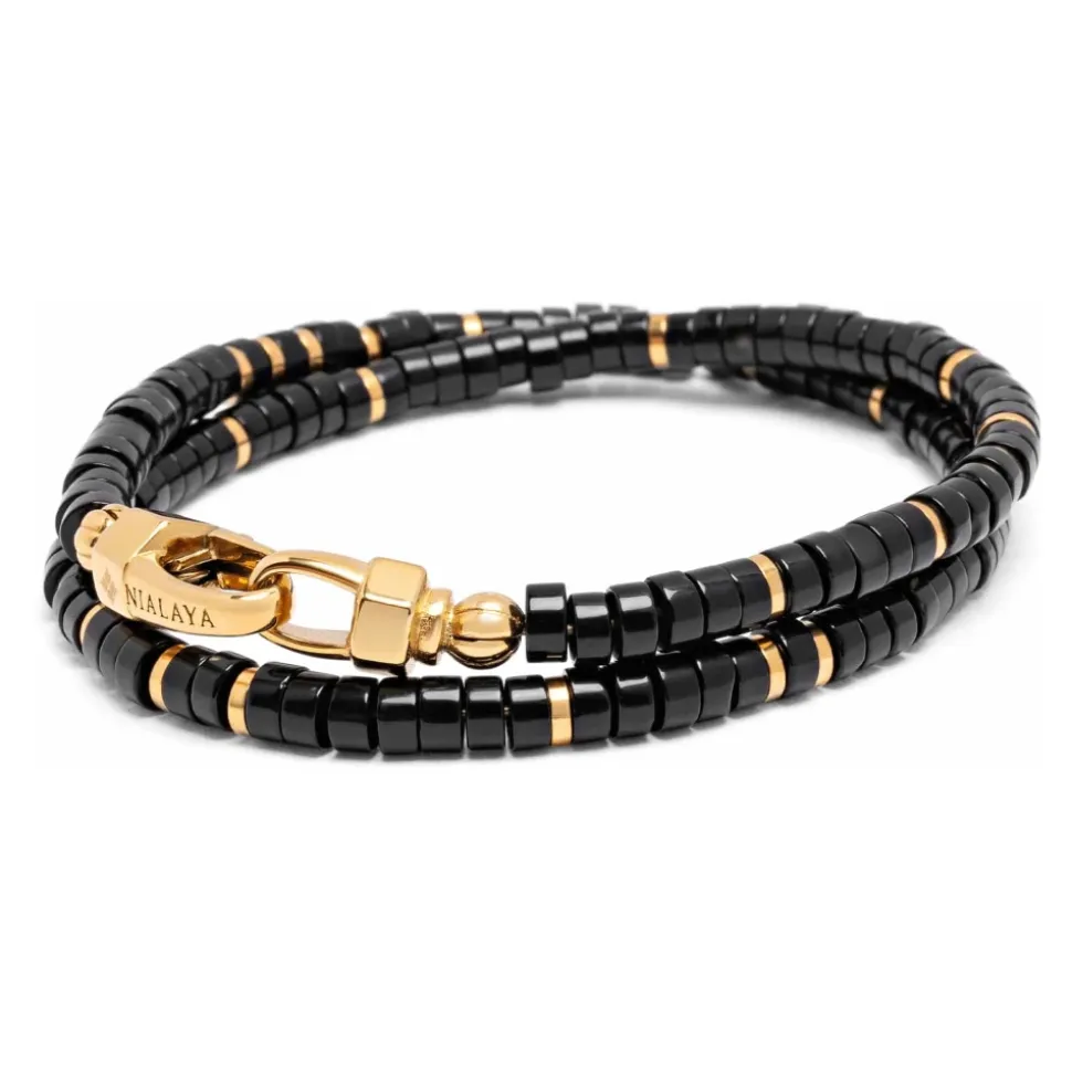 Black Onyx Heishi Wrap Bracelet