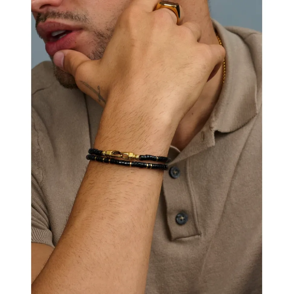 Black Onyx Heishi Wrap Bracelet