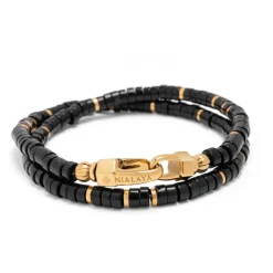 Black Onyx Heishi Wrap Bracelet
