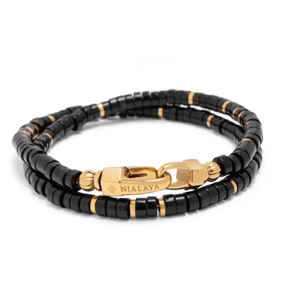 Black Onyx Heishi Wrap Bracelet