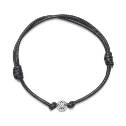 Black String Bracelet with Silver