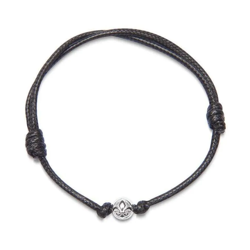 Black String Bracelet with Silver