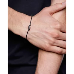 Black String Bracelet with Silver
