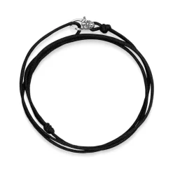 Black Wrap-Around String Bracelet with Sterling Silver Lock