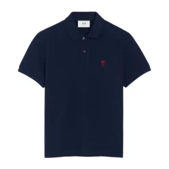 Blau Piqué Poloshirt Bestickt Logo