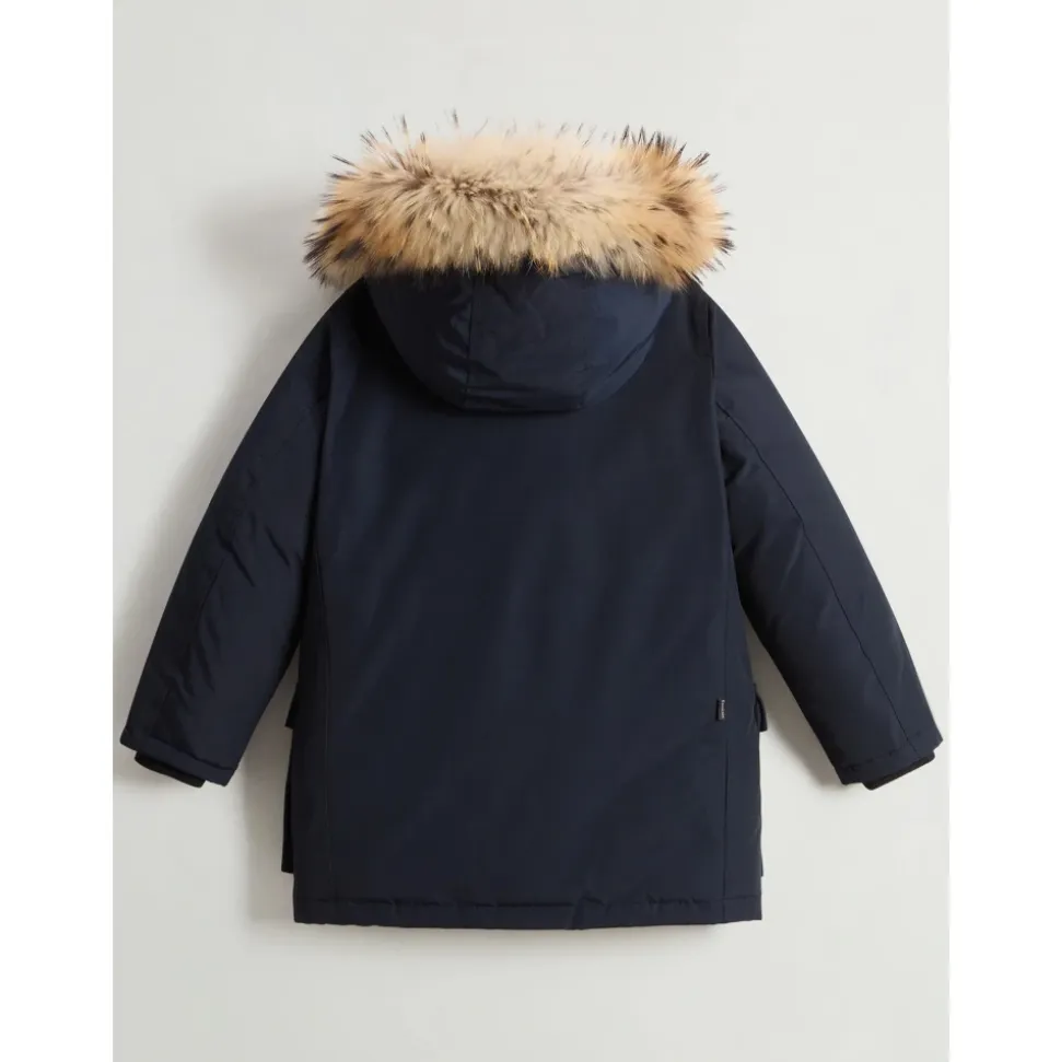 Blaue Arctic Abnehmbare Pelz Parka