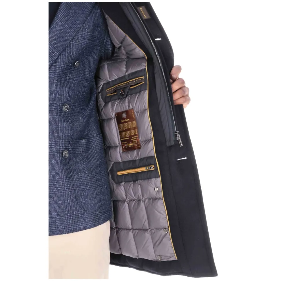 Blaue Biberwolle Kaschmir Daunenjacke