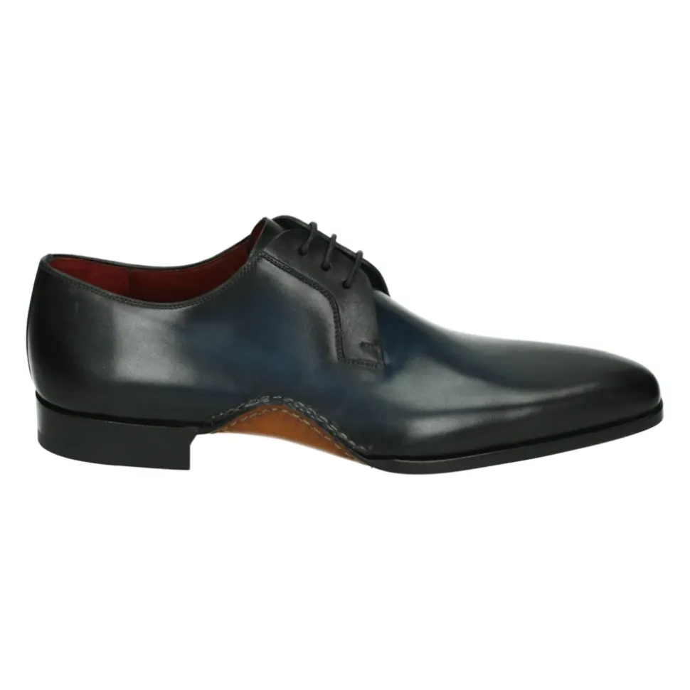 Blaue Business Low Lederschuhe