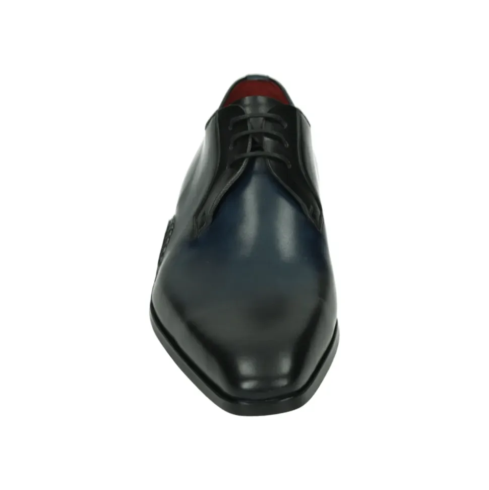 Blaue Business Low Lederschuhe